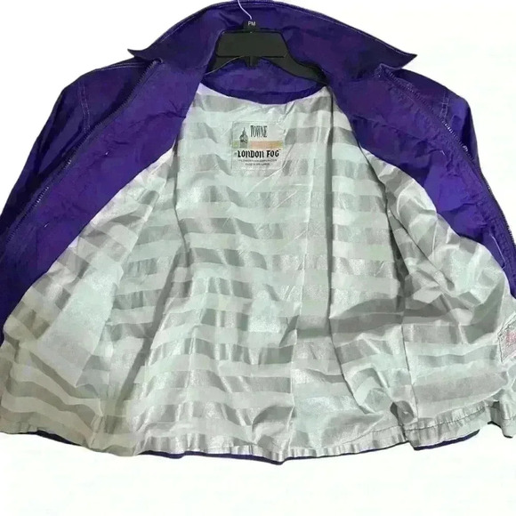 Towne by London Fog Women’s Utility Jacket Size S Purple Silver Lightweight Fall - Picture 4 of 13